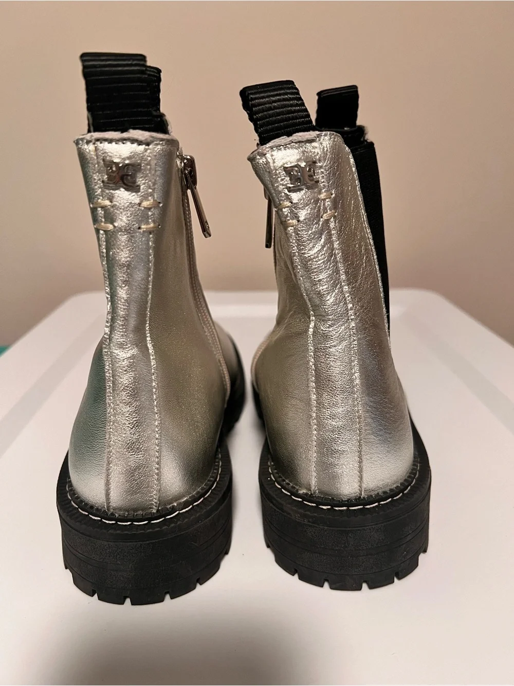 Sam Edelman Silver Metallic Kids Chelsea Rain & Snow Boots